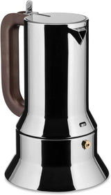 Alessi 9090/6 Espresso mit 6 Tassen für Induktion, Edelstahl, Silber, 15,5 x 13,5 x 27 cm