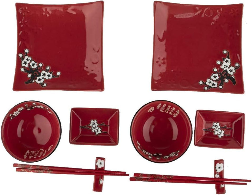 Komplettes japanisches Tafelservice 2381, Porzellan, Rot