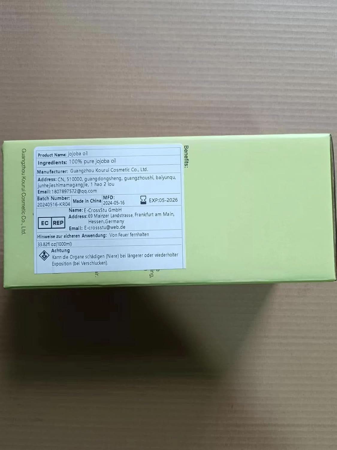 Bio-Jojobaöl 1 Liter, 100 % rein Kosmetik und Schönheit Naty Shop