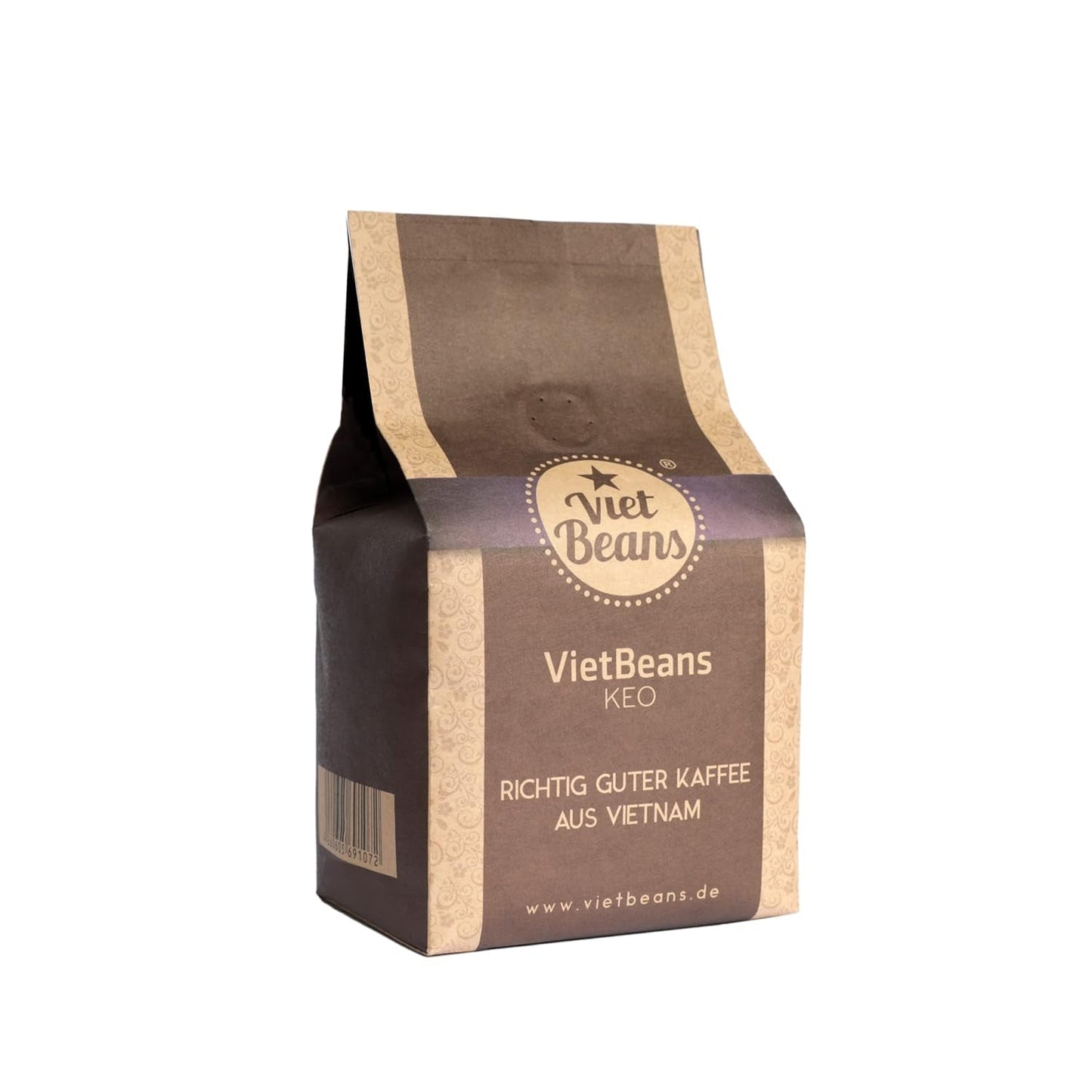 VietBeans KEO - Schokoladiger Kaffee – Ganze Kaffeebohnen - Geröstet in Butter, Whiskey und Rum - Intensiver Schoko-Geschmack - Aroma: Schokolade - 250g