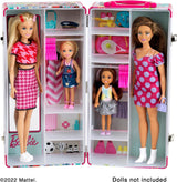 Theo Klein 5801 Barbie-Kleiderschrank mit Kleiderstangen und Fächern, Spielzeug für Kinder ab 3 Jahren, inklusive Zubehör, mehrfarbig