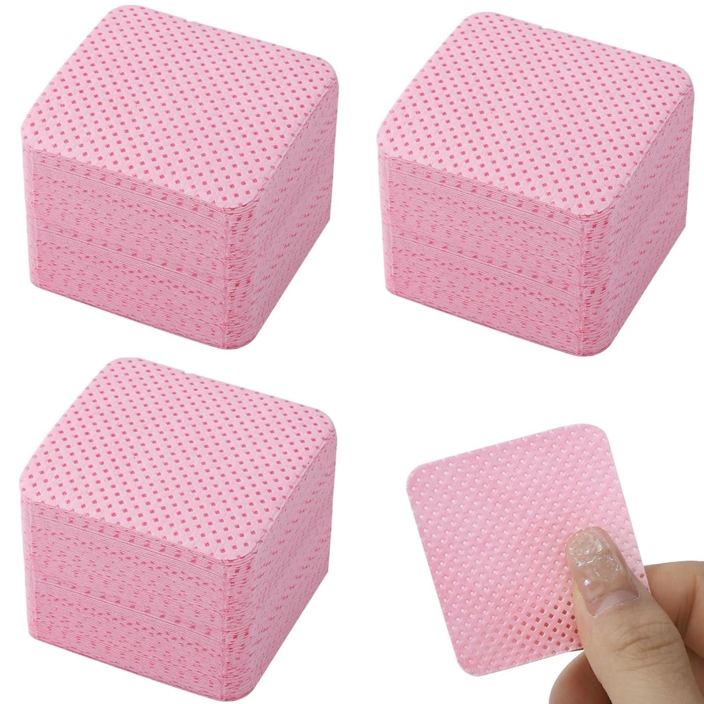 300 Stück Nagellackentferner Pads, Fusselfreie Nägel Wattepads Für Nägel Nagellackentferner Fusselfreie Nageltücher Reiniger Gelnägel - Rosa