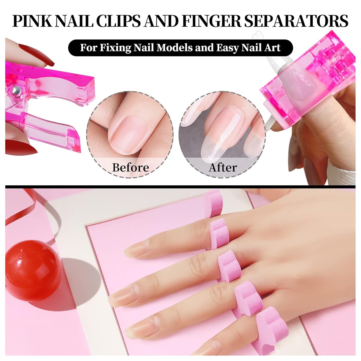 120 Doppel-Nagelformen-Set, Nagelverlängerungsschablonen mit rosa Doppelpinsel, Nagelspitzen-Clip, Schwamm-Zehentrenner und Nagelfeile für Polygel-Nägel