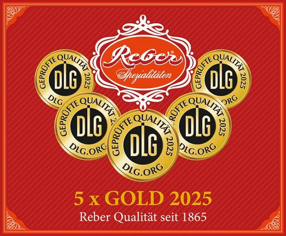 Reber Mozartkugeln – 5 Tüten mit je 5 Süßigkeiten in der Weihnachtsedition – Authentische Reber Mozartkugeln, hergestellt aus dunkler Schokolade, Marzipan und Nougat