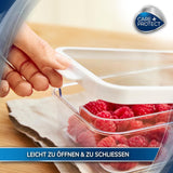 CARE + PROTECT Smarter Lebensmittelbehälter, perfekt stapelbar, Kühlschrank-Organizer, schützt Lebensmittel vor Feuchtigkeit, hält Lebensmittel länger frisch, 2,15 l Frischhalteboxen Naty Shop
