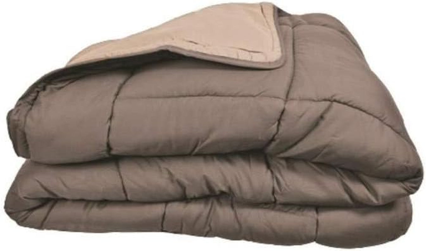 Poyet Motte Waschbare Steppdecke mit festem Bezug – 140 x 200 cm – Petrolblau/Mastixbeige Steppdecken und Steppdecken Naty Shop Taupe/lin 200 x 200 x 1 cm