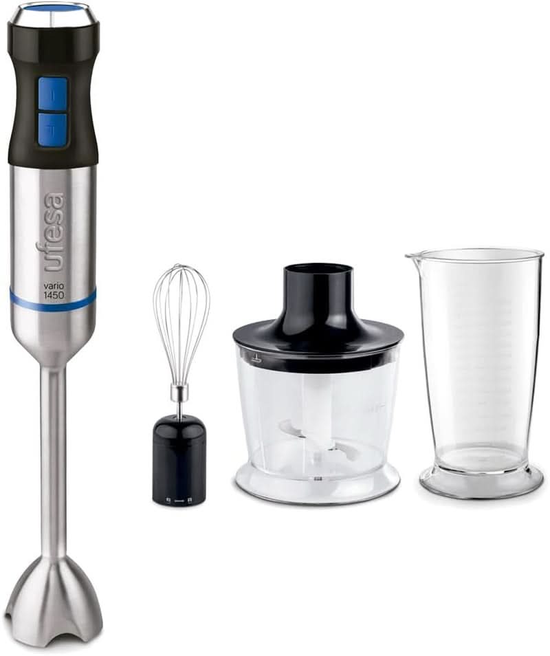 Ufesa BP4762 Vario 1450 Max Standmixer, Leistung 1400 W, 20 Geschwindigkeiten + Turbo, Edelstahlgehäuse Und 4 Klingen, Ergonomisches Und Spritzwassergeschütztes Design, Inkl. Zubehör, Bpa-Free Kitchen Naty Shop