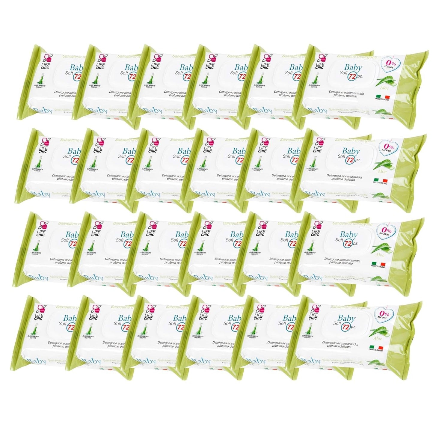 Aloe-Baby-Feuchttücher für empfindliche Haut, alkoholfrei, hautfreundlich, pH-Wert 5,5, leicht parfümiert, 1728 Stück (24 Packungen)