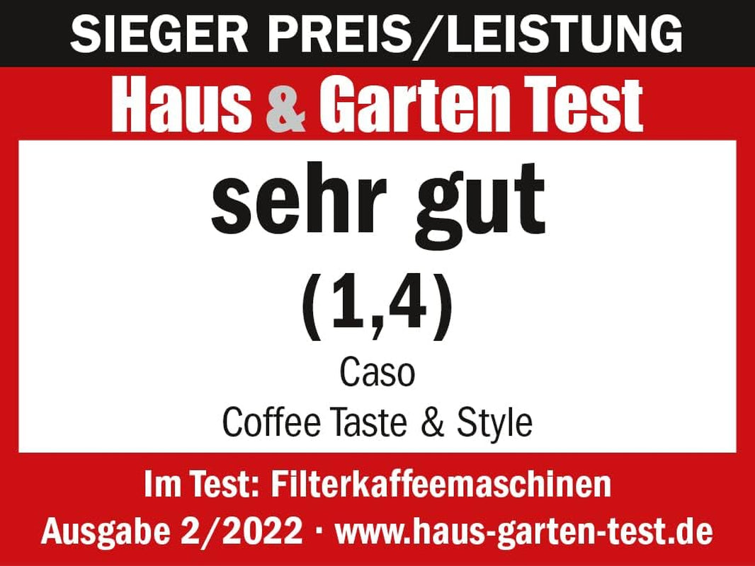 CASO Coffee Taste and Style Espressomaschine mit Permanentfilter, 1,5 l, optimale Brühtemperatur 92-96 °C, Anti-Tropf-System, optimierter Brühkopf, Edelstahl, 12 Tassen