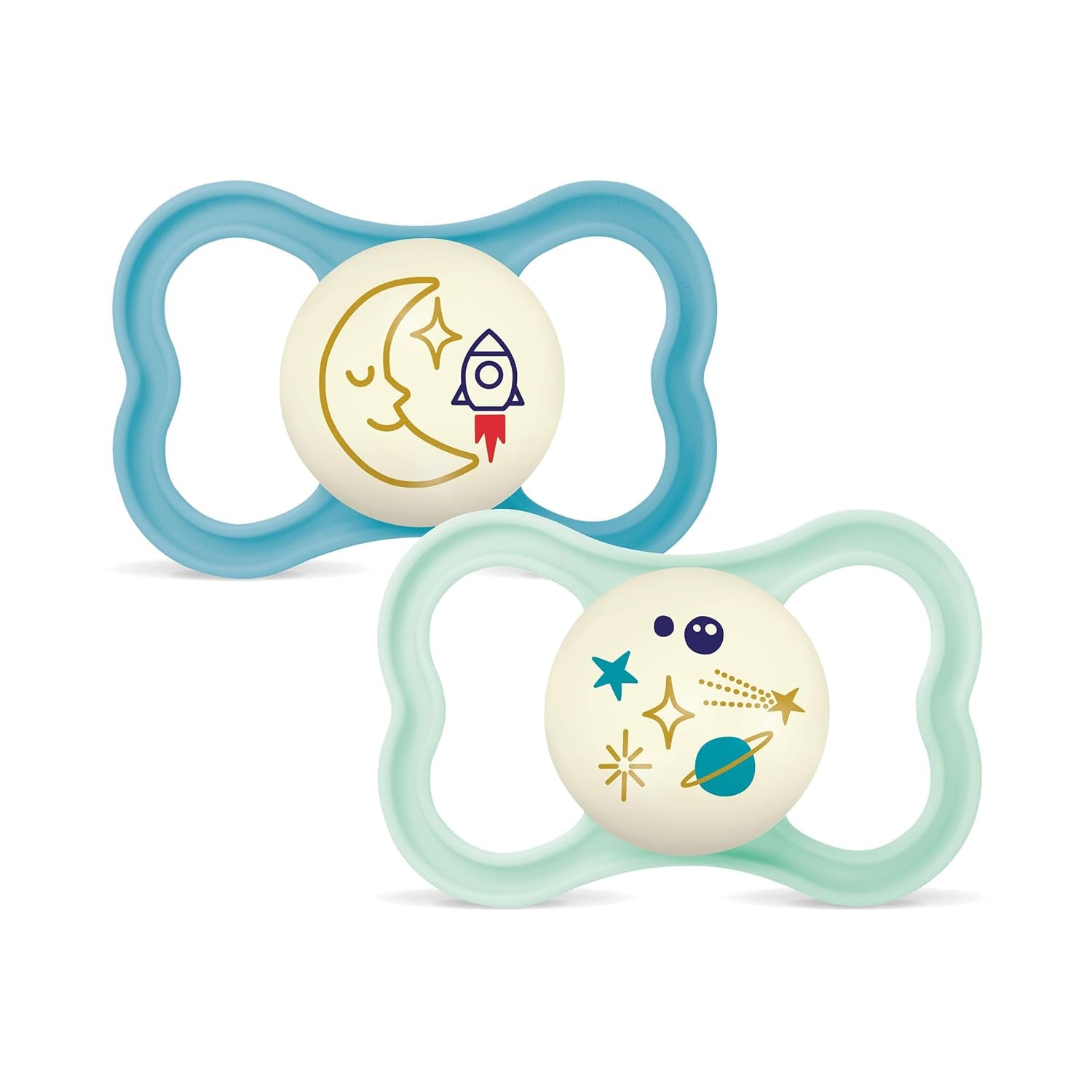 MAM Air Silikon-Schnuller, 2er-Pack, extra leichtes und luftiges Design, zahnfreundlicher Baby-Schnuller aus MAM SkinSoft-Spezialsilikon, mit Schnullerbox, 6-16 Monate, Bär/Nashorn