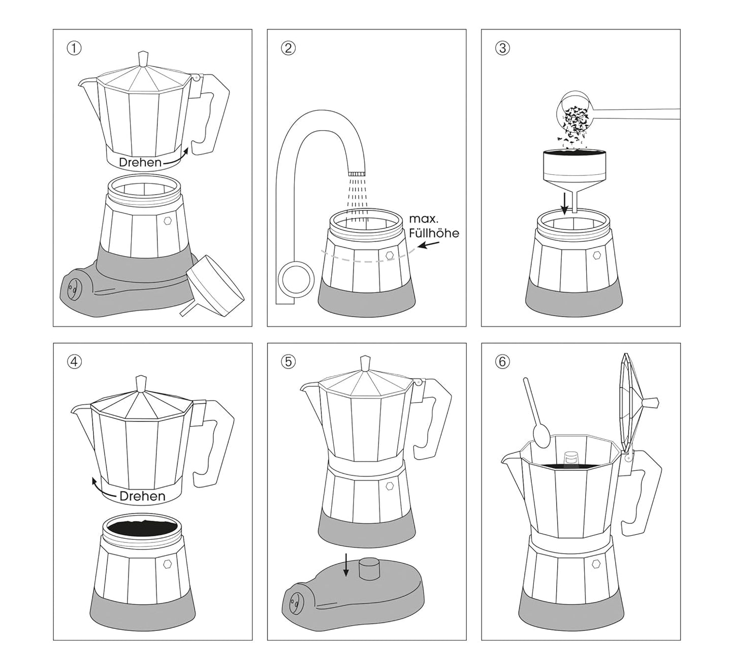 Cilio Classico Espressomaschine für 6 Tassen | elektrisch 480W | Ø 11,5 cm Höhe: 25 cm | Aluminium | rot | integriertes Kochfeld | mit Warmhaltefunktion und Reduzierfilter | für Reisen oder Camping
