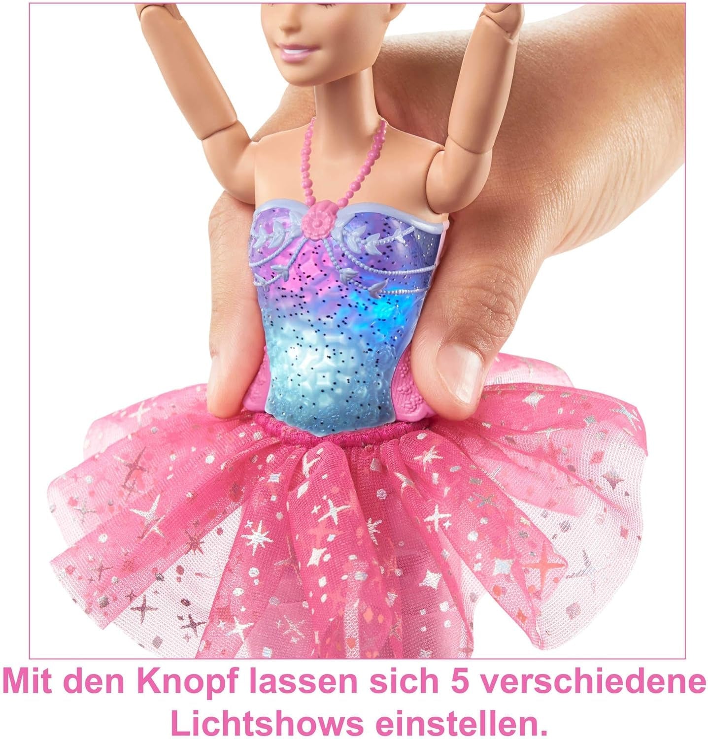 Barbie Dreamtopia Magic Light Ballerina-Puppe mit rosa Tutu und blonden Haaren, 5 Licht- und Soundeffekte, bewegliche Barbie, ab 3 Jahren, HLC25 Naty Shop-Puppen