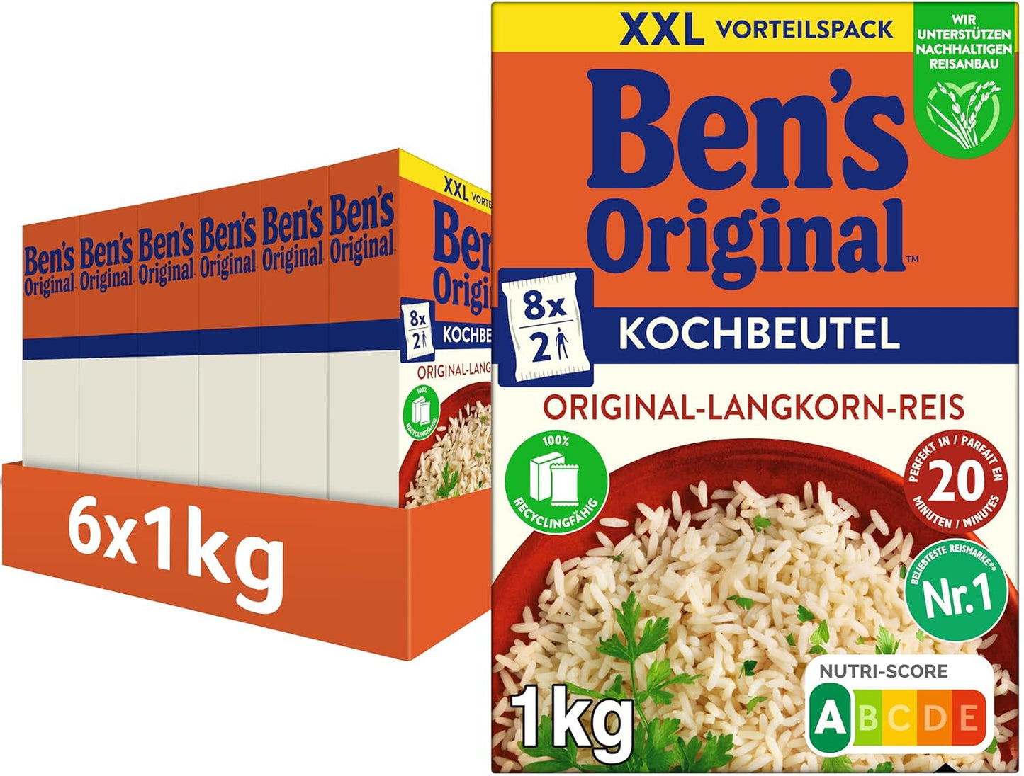 BEN'S ORIGINAL™ Langkornreis, im Beutel gekocht, 9 x 500 g, 20 Minuten