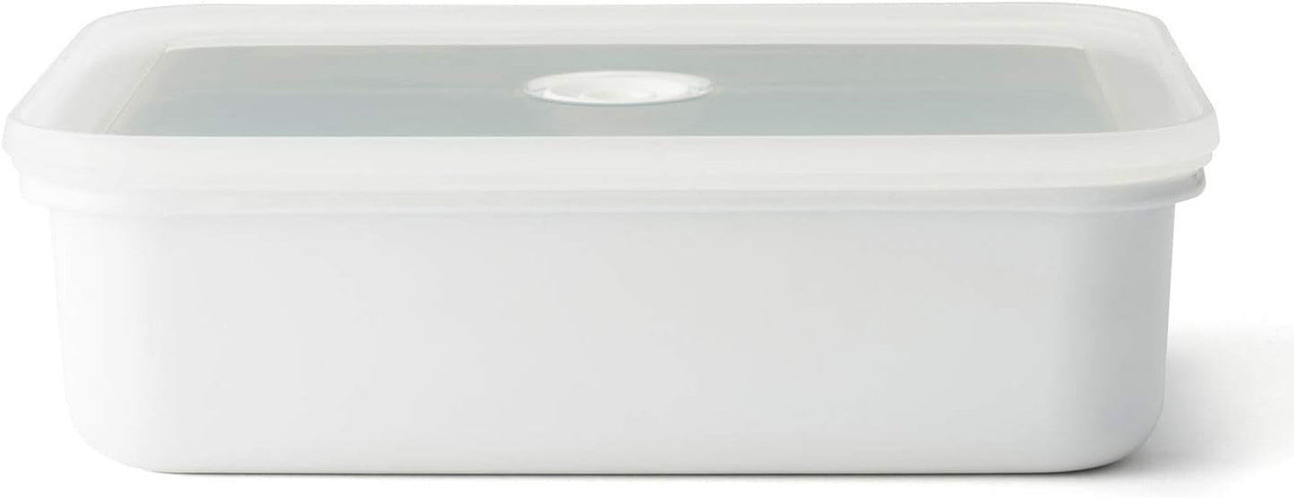 Emaillierte Vakuum-Aufbewahrungsdose für Lebensmittel | XL| 1,85L | 23,5 x 17,5 x 7 cm | hält Lebensmittel viel länger frisch | schützt Lebensmittel vor Bakterien- und Pilzbefall | ohne Vakuumpumpe Frischhalteboxen Naty Shop Flat Xl