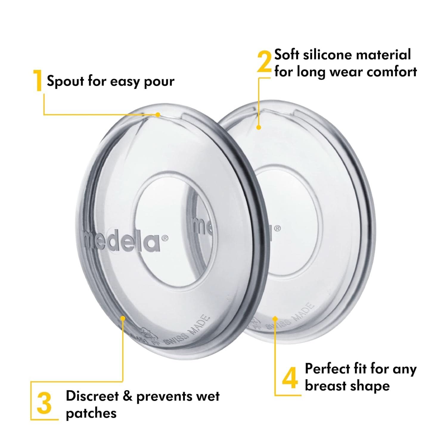 Medela Milk Collection Shells – BPA-, aus weichem, flexiblem Silikon, inklusive 2 Stück. Zubehör für Lebensmittel und Stillen. Bebe Naty Shop