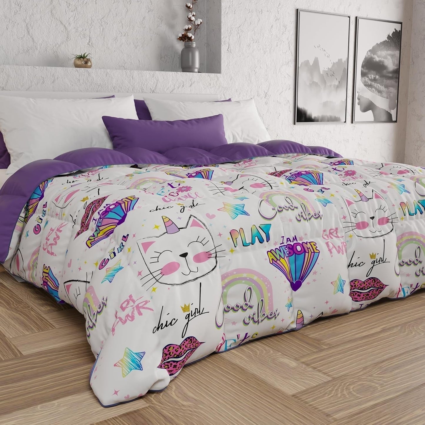 PETTI Artigiani Italiani - Winterdecke, Winterdecke, Doubleface, Monocolor- und Digitaldruck, 100 % hypoallergene Mikrofaser, Made in Italy Steppdecken und Steppdecken Naty Shop
