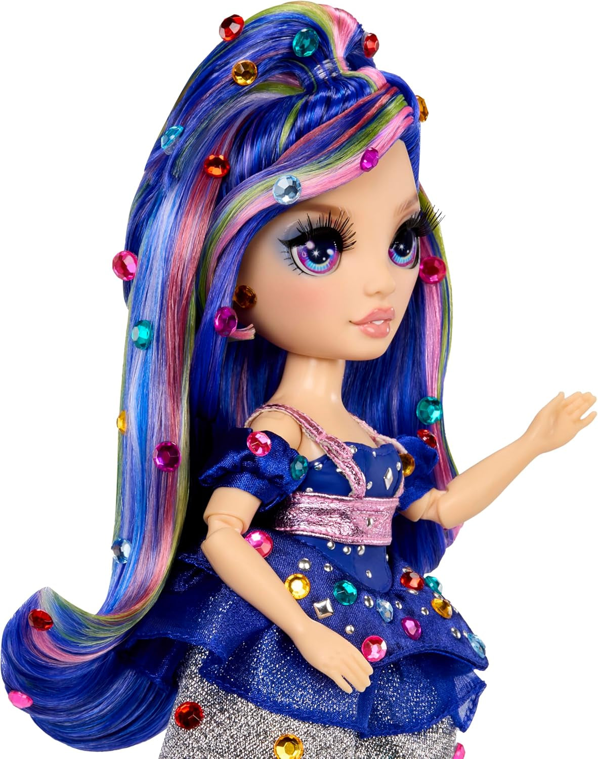 Rainbow High Be Dazzling – Genevieve Bleue – 28 cm große blaue Modepuppe mit Verzierungswerkzeug, funkelnden Edelsteinen und Styling-Zubehör