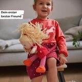Kuschelpuppe HABA Annelie – Kuschelpuppe mit frisierten Haaren – Mit austauschbarer Kleidung – Ab 18 Monaten – 30 cm – Waschbar – 1302108001