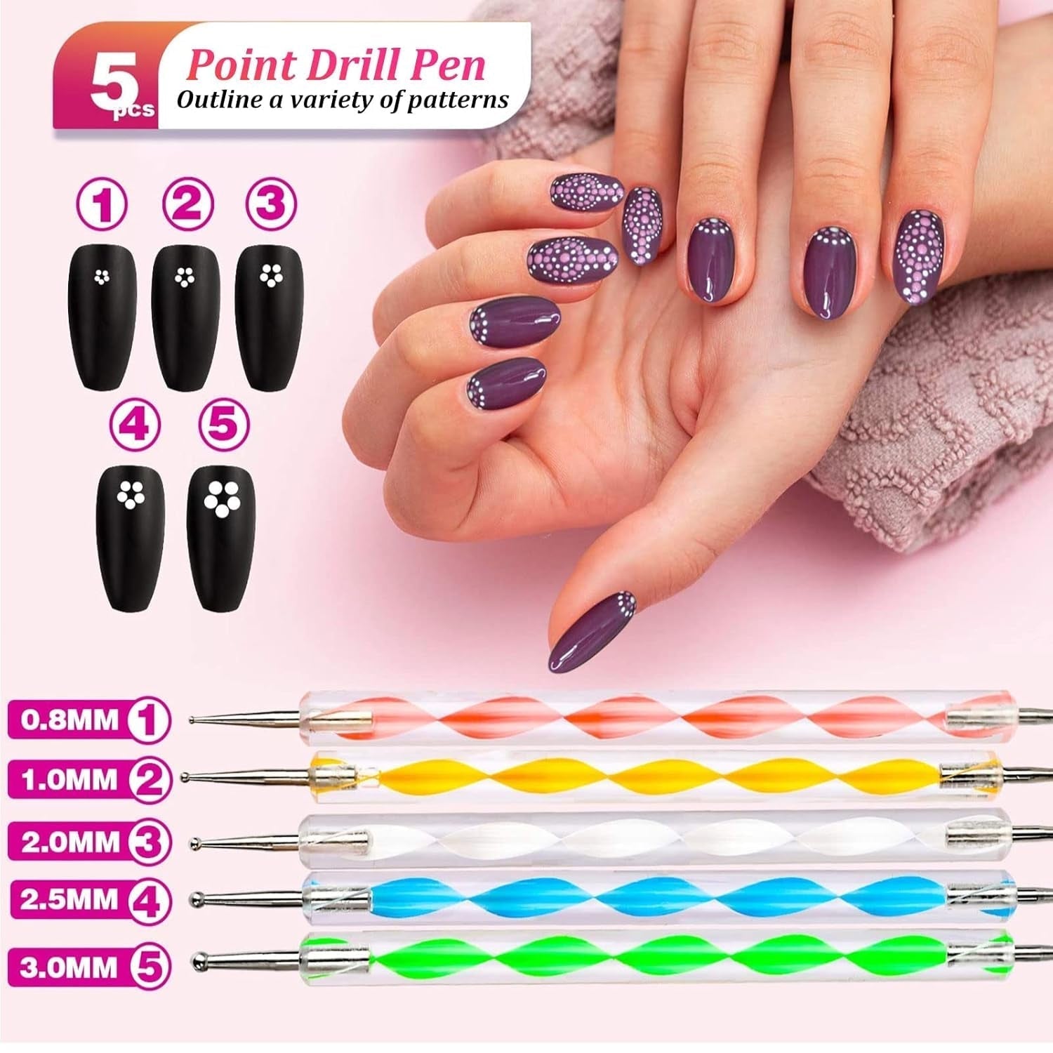 Nail Art Pinsel Und Dekorationen Set,Nail Art Dekoration Zubehör Set,15 Pcs Pinsel,5 Blätter Nagelsticker,5 Pcs Dotted Pen,Strasssteine ​​​​Nägel,Ultra Dünn Nagel Paillettes Für Nagelkunst Maniküre