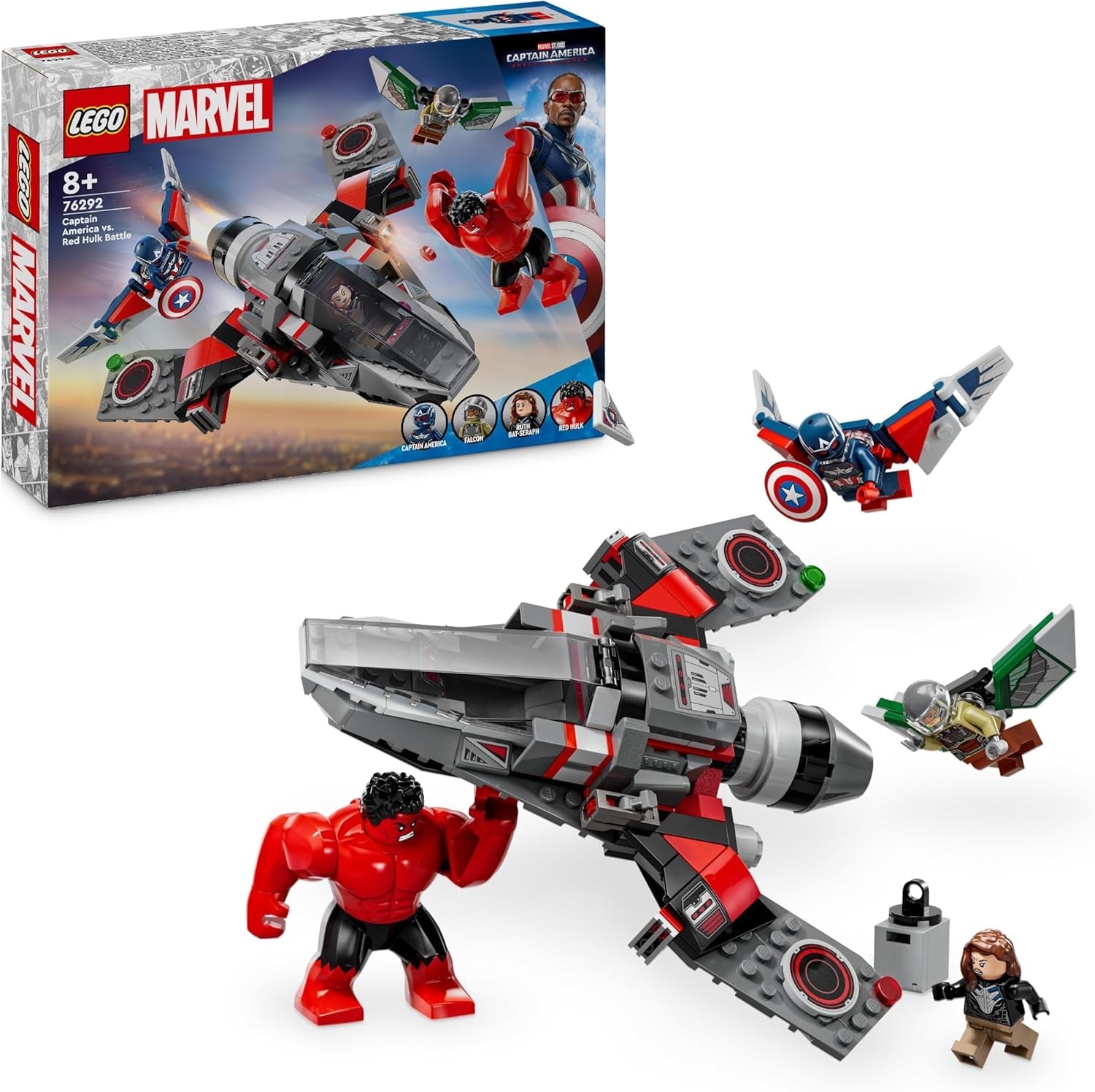 LEGO Marvel Showdown zwischen Captain America und Red Hulk – Geschenk für Kinder, baubares Jet-Set-Superhelden-Spielzeug für Jungen und Mädchen, 8 Jahre altes Abenteuer-Bauspielzeug 76292, Bausätze. Besuchen Sie den LEGO-Store. Standardtitel