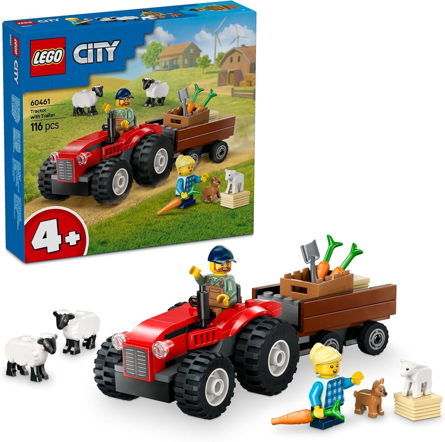 LEGO City Traktor mit Anhänger – Bauernhofspielzeug mit Traktor und Tierfiguren – Montessori-Spielsets für Jungen und Mädchen ab 4 Jahren – Geschenk mit 2 Minifiguren 60461 Bausets Besuche den LEGO-Store Standardtitel
