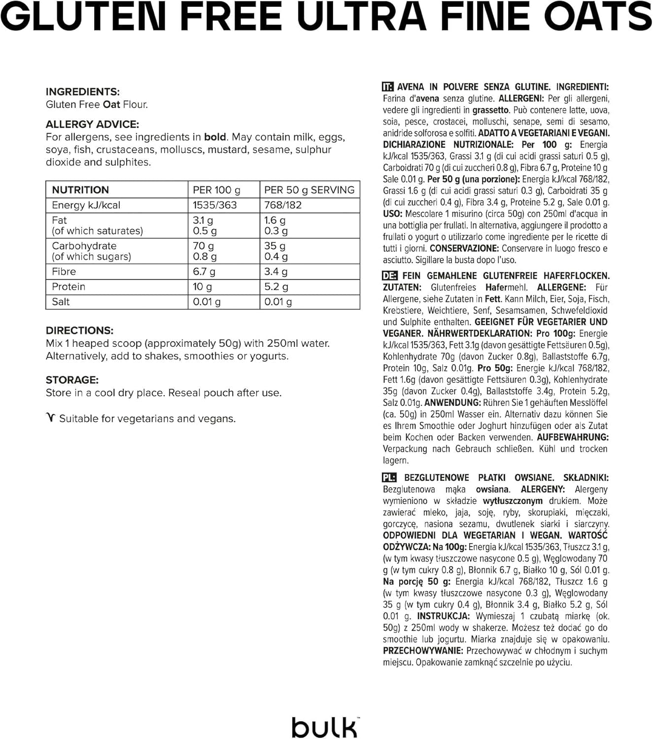 Fein gemahlenes Haferflockenmehl, lose, natürliche schottische Haferflocken, glutenfrei, 2,5 kg, Verpackung kann variieren