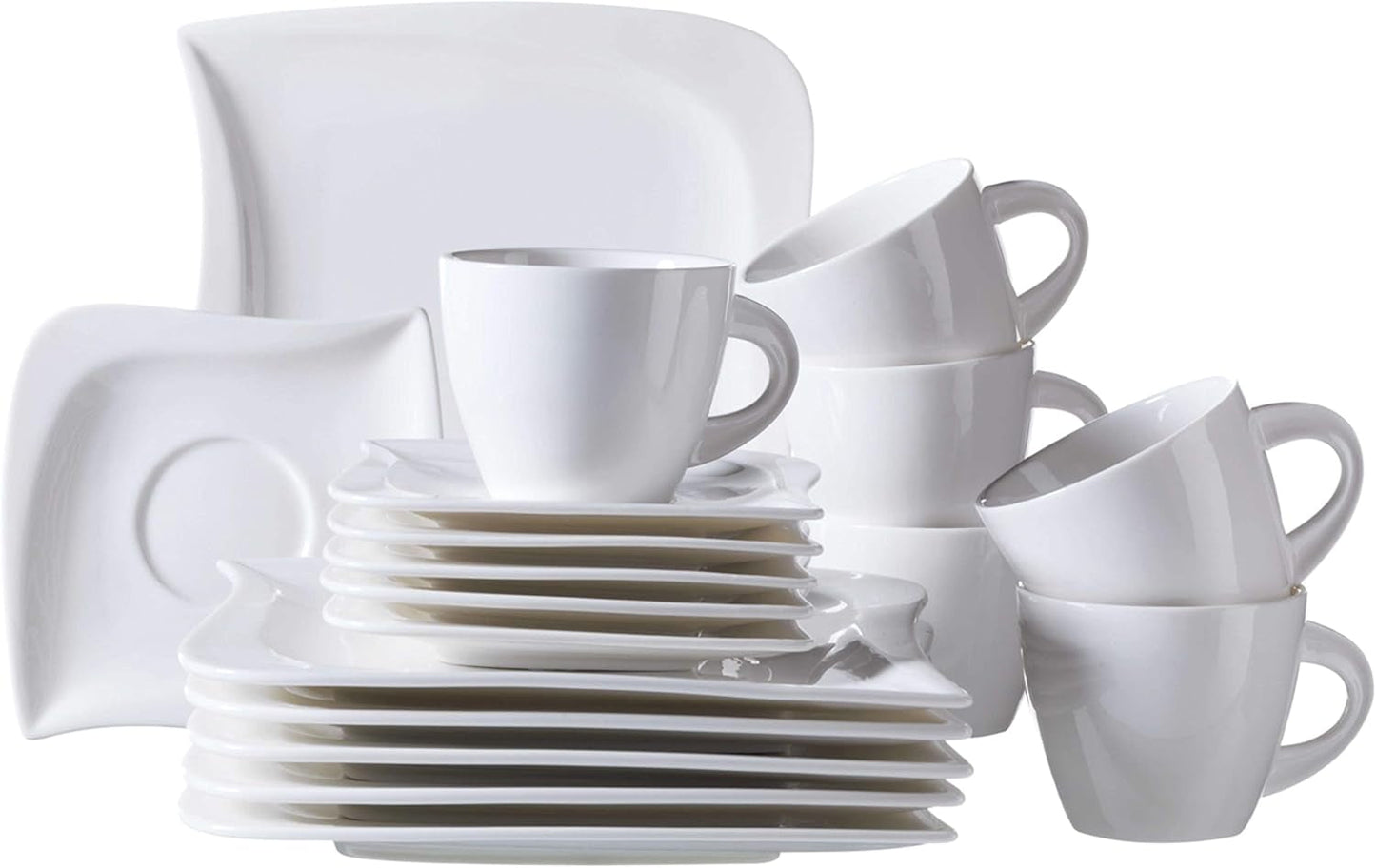 Verso de Mäser, Serie La Musica, 18-teiliges Kaffeeservice, Porzellan-Geschirrset für 6 Personen, 921172, Weiß