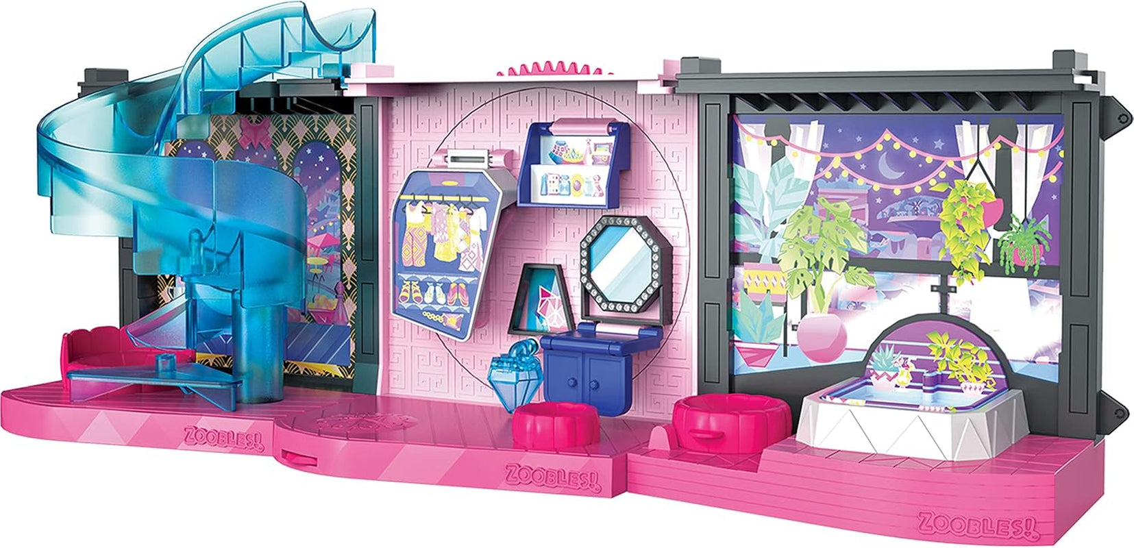 Zoobles Magic Mansion Verwandelbares Traumhaus mit 6 Zimmern, Rutsche und Zubehör
