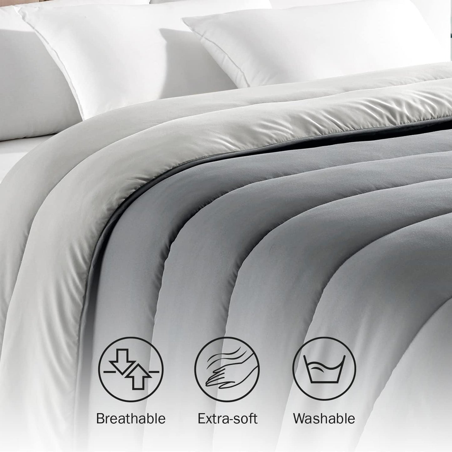 Pikolin Home – Wendedecke 300 G – nordische zweifarbige Füllung – für Bett 90 – bequem, warm, atmungsaktiv, Marineblau, 135 x 200 cm Bettdecken und Steppdecken Naty Shop