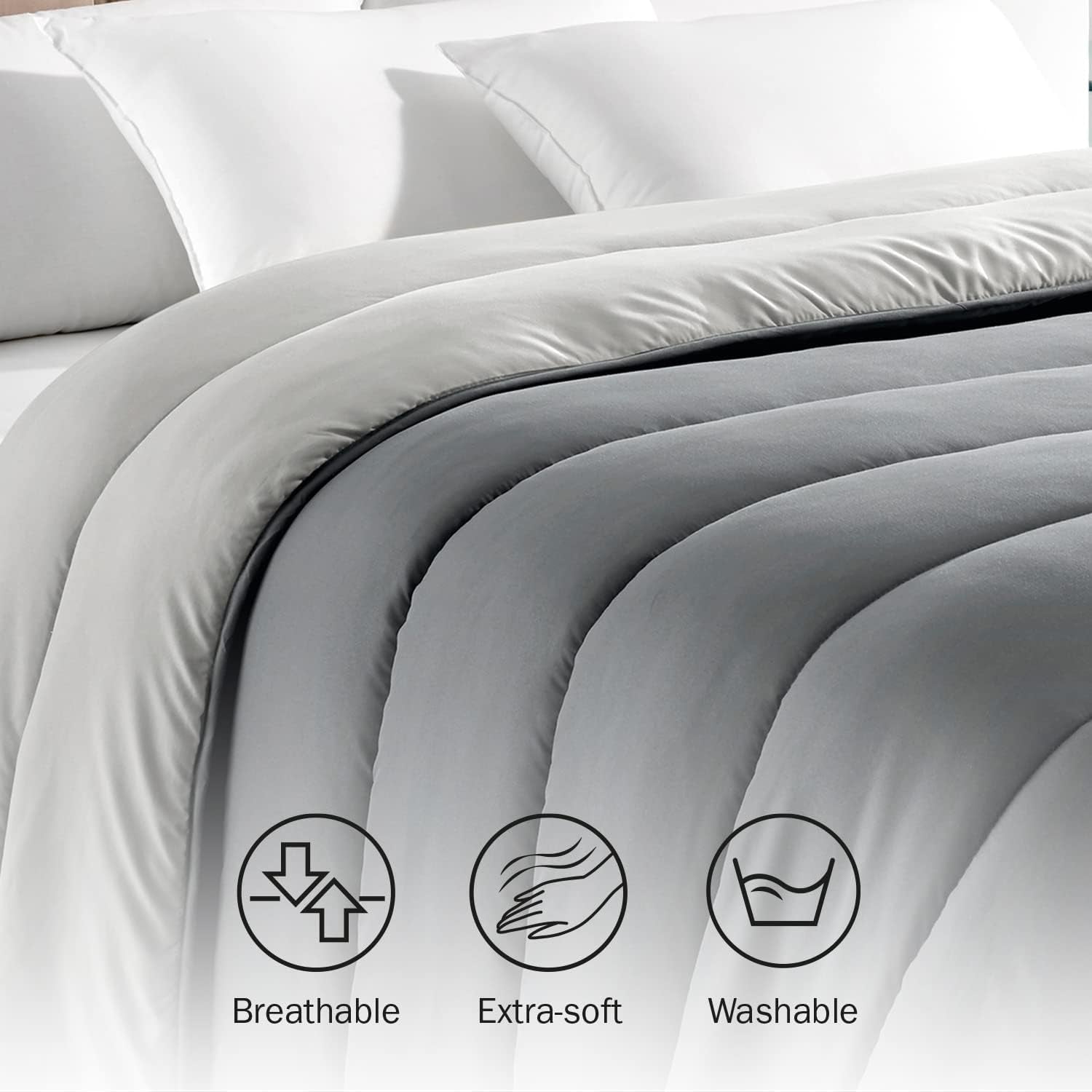 Pikolin Home – Wendedecke 300 G – nordische zweifarbige Füllung – für Bett 90 – bequem, warm, atmungsaktiv, Marineblau, 135 x 200 cm Bettdecken und Steppdecken Naty Shop