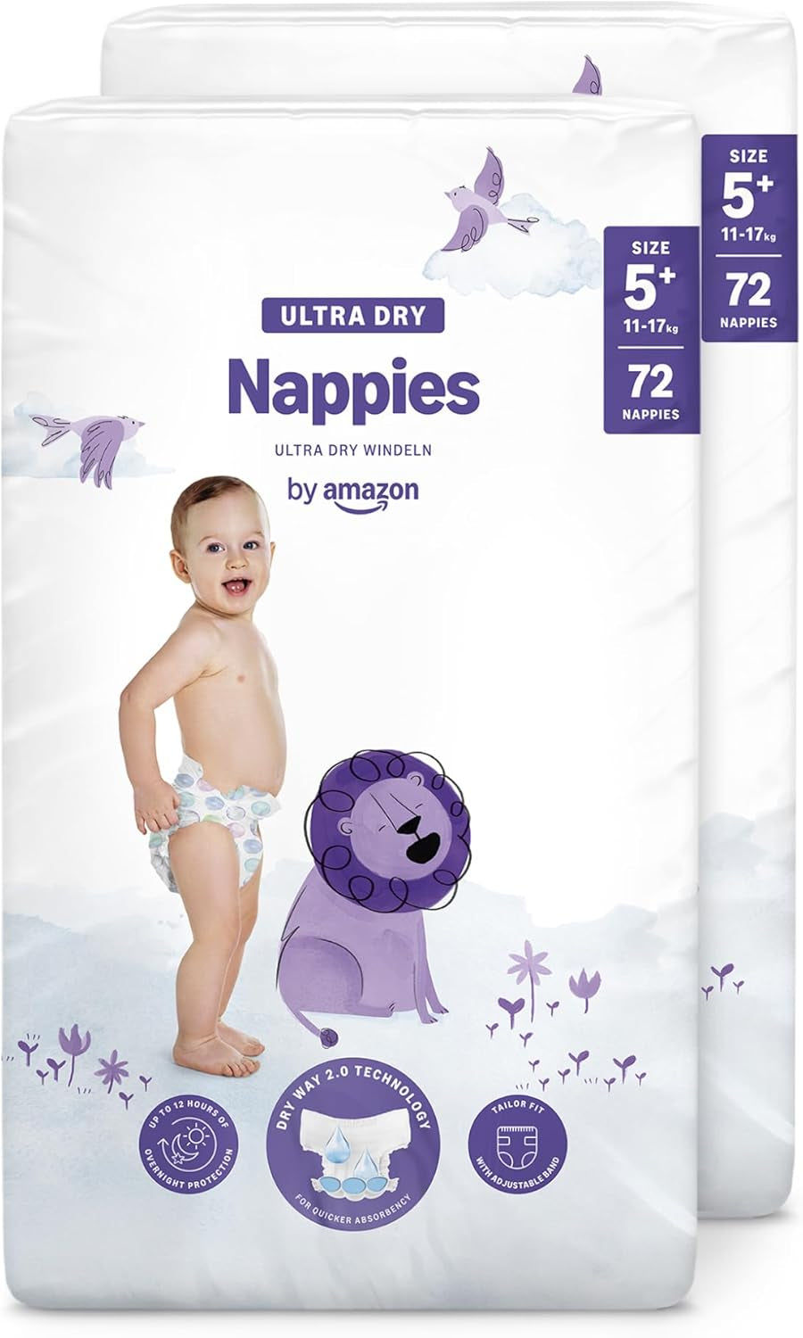 Amazon Ultra Dry Windeln, Größe 3 (4–9 kg) – Monatsbox, Weiß, 172 Stück (2 Packungen à 86 Stück) (ehemals Mama Bear, identisches Produkt)