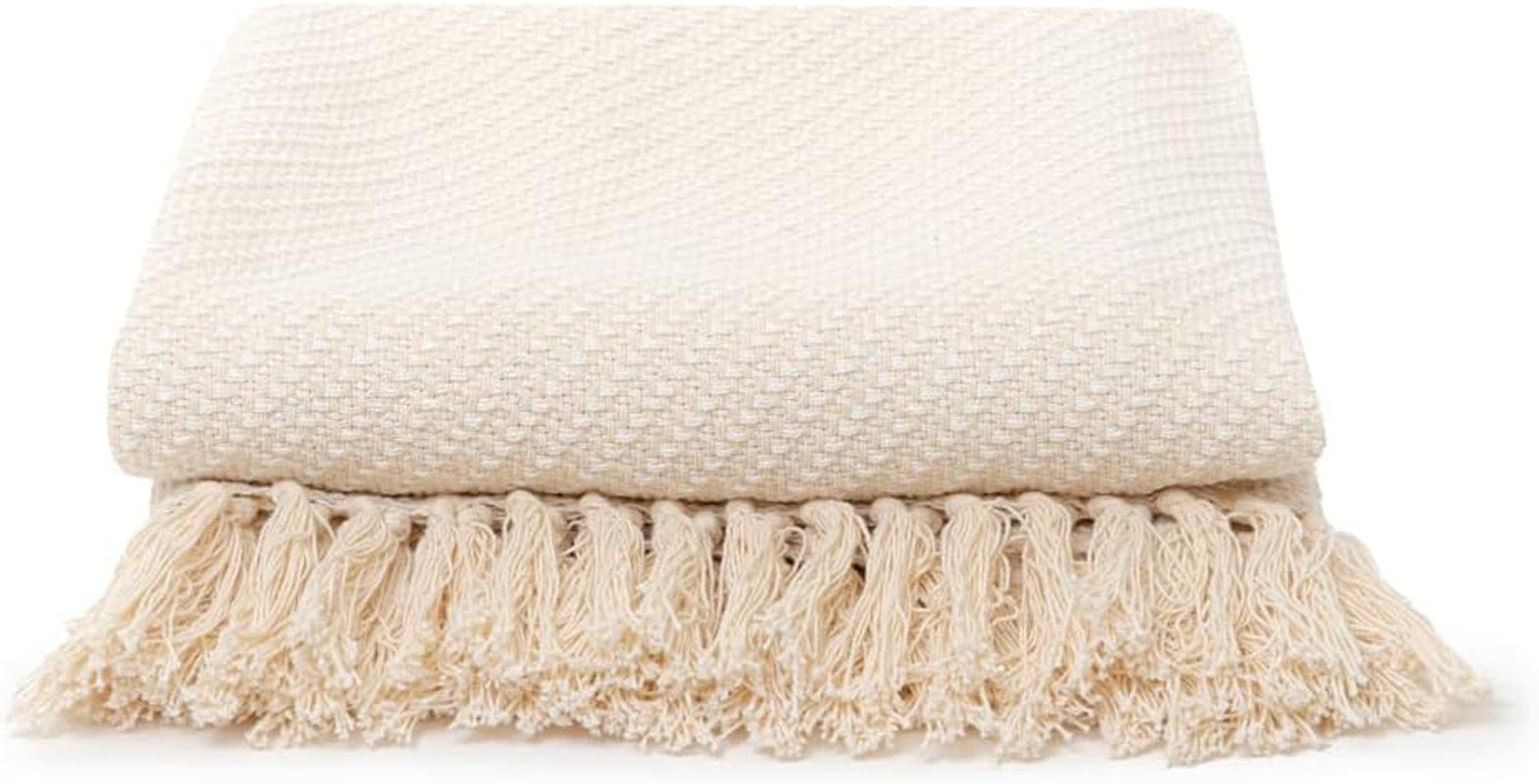 HOMLA Morris Plaid Cotton Fransendecke – weiche und bequeme Decke Baumwolldecke – feiner Stoff 130 x 170 cm Ecru Betten und Decken Besuchen Sie den HOMLA-Store