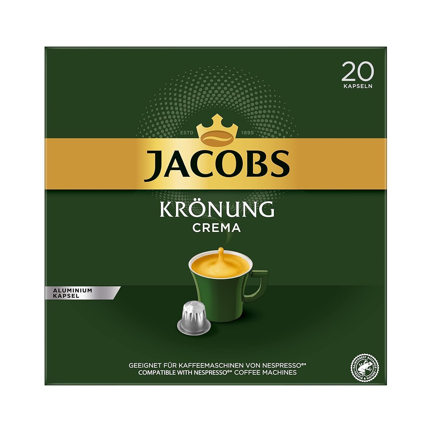 Kaffeekapseln Lungo Classico, Intensität 6 von 12, 10 x 20 Getränke & Kaffeekapseln Krönung Crema, 200 Nespresso-kompatible Kapseln, 10er Pack, 10 x 20 Getränke, 1040 g