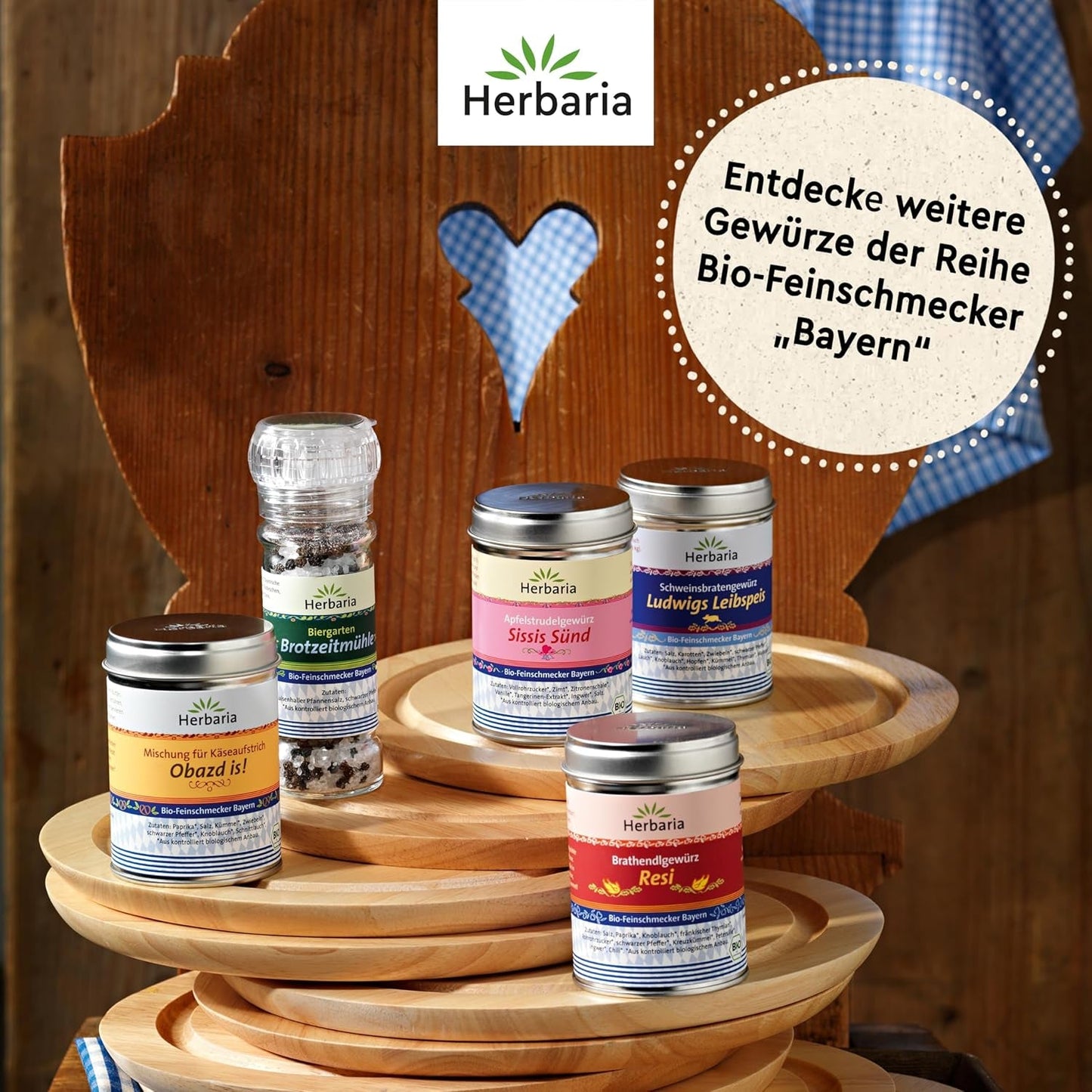 Herbaria Obazd ist! bio 90g M-Dose – Bio-Gewürzmischung bayerischen Biergartenklassiker Obazda – für Brotaufstriche, Käsegerichte, Käsefondue – Raclette Gewürze – in nachhaltiger Aromaschutz-Dose