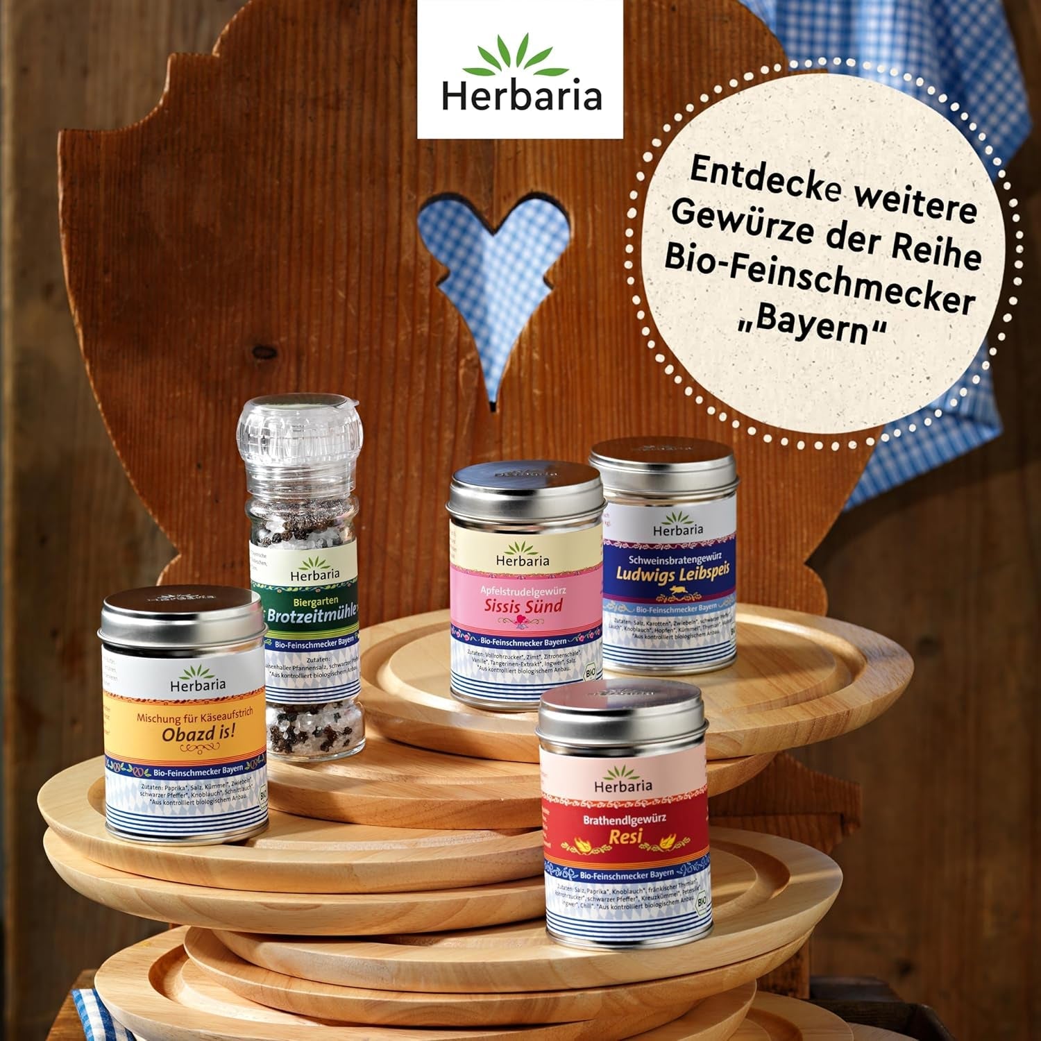 Herbaria Obazd ist! bio 90g M-Dose – Bio-Gewürzmischung bayerischen Biergartenklassiker Obazda – für Brotaufstriche, Käsegerichte, Käsefondue – Raclette Gewürze – in nachhaltiger Aromaschutz-Dose