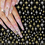 120 Stück gold-silberne Stern-Nagel-Charms, Stern-Y2K-Nägel, Metall-Stern-Nagel-Charms, verschiedene Größen, Nagelschrauben, Stern-Nageldesign, Nagelkunst, 3D-Stern-Charms, Nageldekoration, Nagel-Charms, Nagel-Zubehör