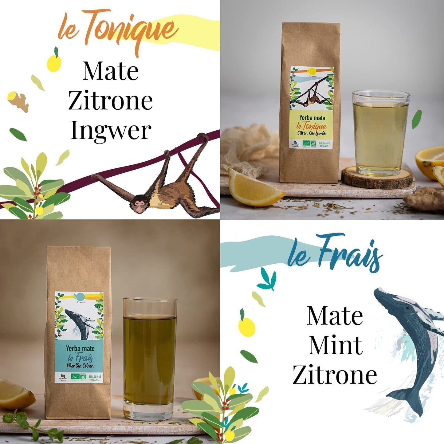 ORIGEENS BIO MATE TEE GESCHENKSET X4 I Yerba Mate Bio 4X80G I Yerba Mate Teeset, Geschenkidee