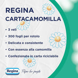 Regina Cartacamomilla – 8 Rollen Toilettenpapier, 300 flauschige Blätter, 3-lagig, weich und fest, recycelbare Papierverpackung