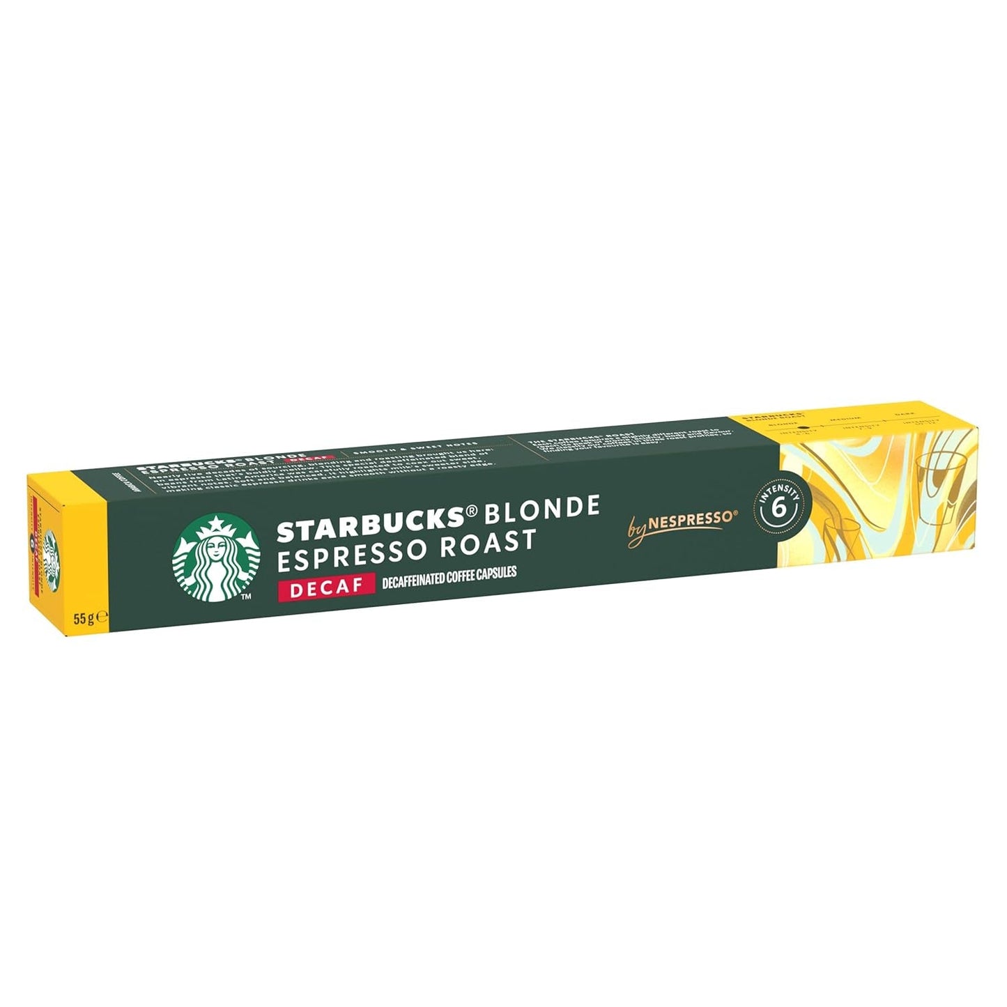 STARBUCKS Blonde Espresso Roast Entkoffeiniert von Nespresso, Helle Röstung, Kaffeekapseln 6 x 10 (60 Kapseln)