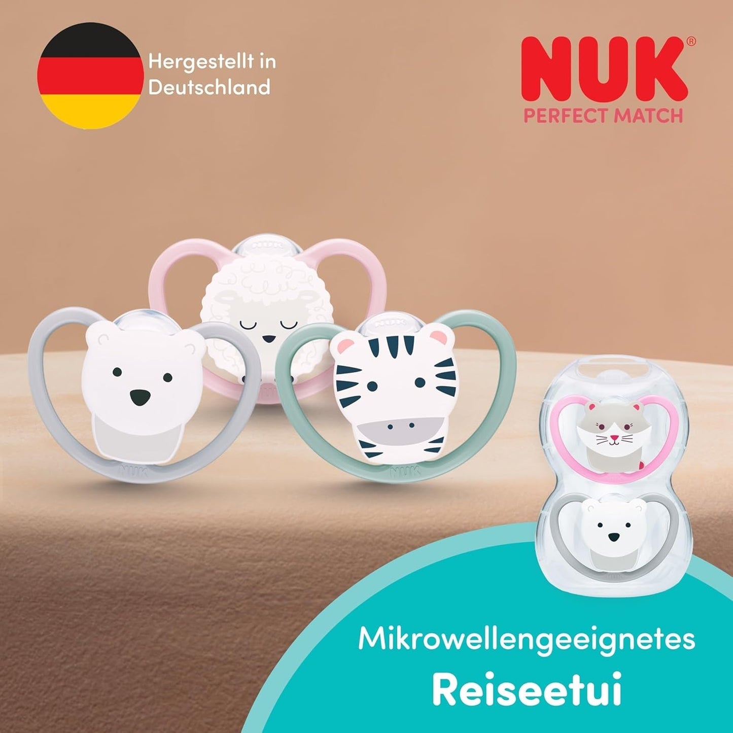 NUK Perfect Match Air Night Schnuller für Babys | 0-6 Monate | Im Dunkeln leuchtende Schnuller, die die Luftzirkulation fördern und das Sabbern verhindern | 95 % Akzeptanz bei Babys** | Löwe | 2 Stück