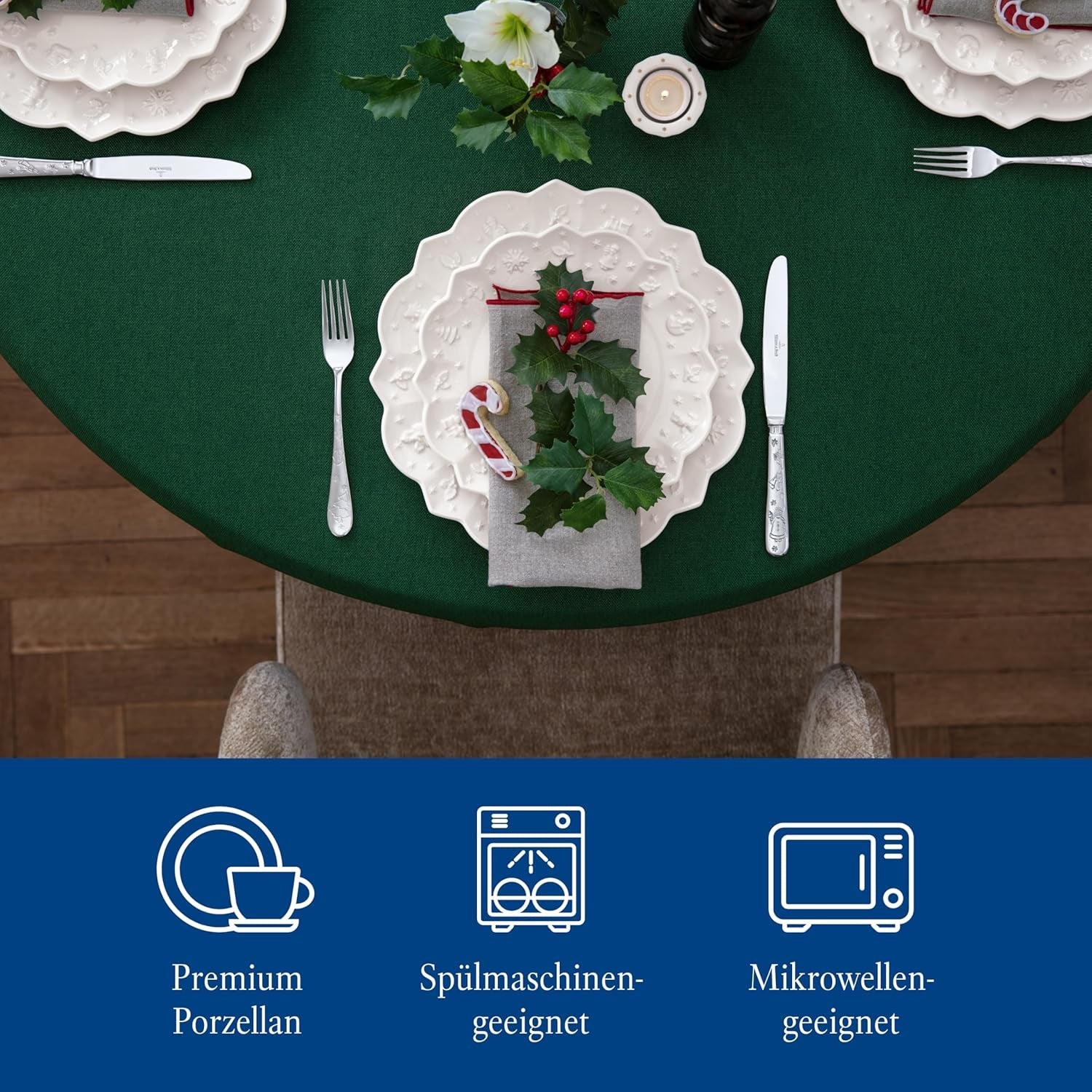 Villeroy & Boch Toy's Delight Royal Classic 8-teiliges Geschirrset, spülmaschinen- und mikrowellengeeignet, weiß, Teller, 4-Personen-Geschirrset, Weihnachtsgeschirr, Spielzeug, Premium-Porzellan