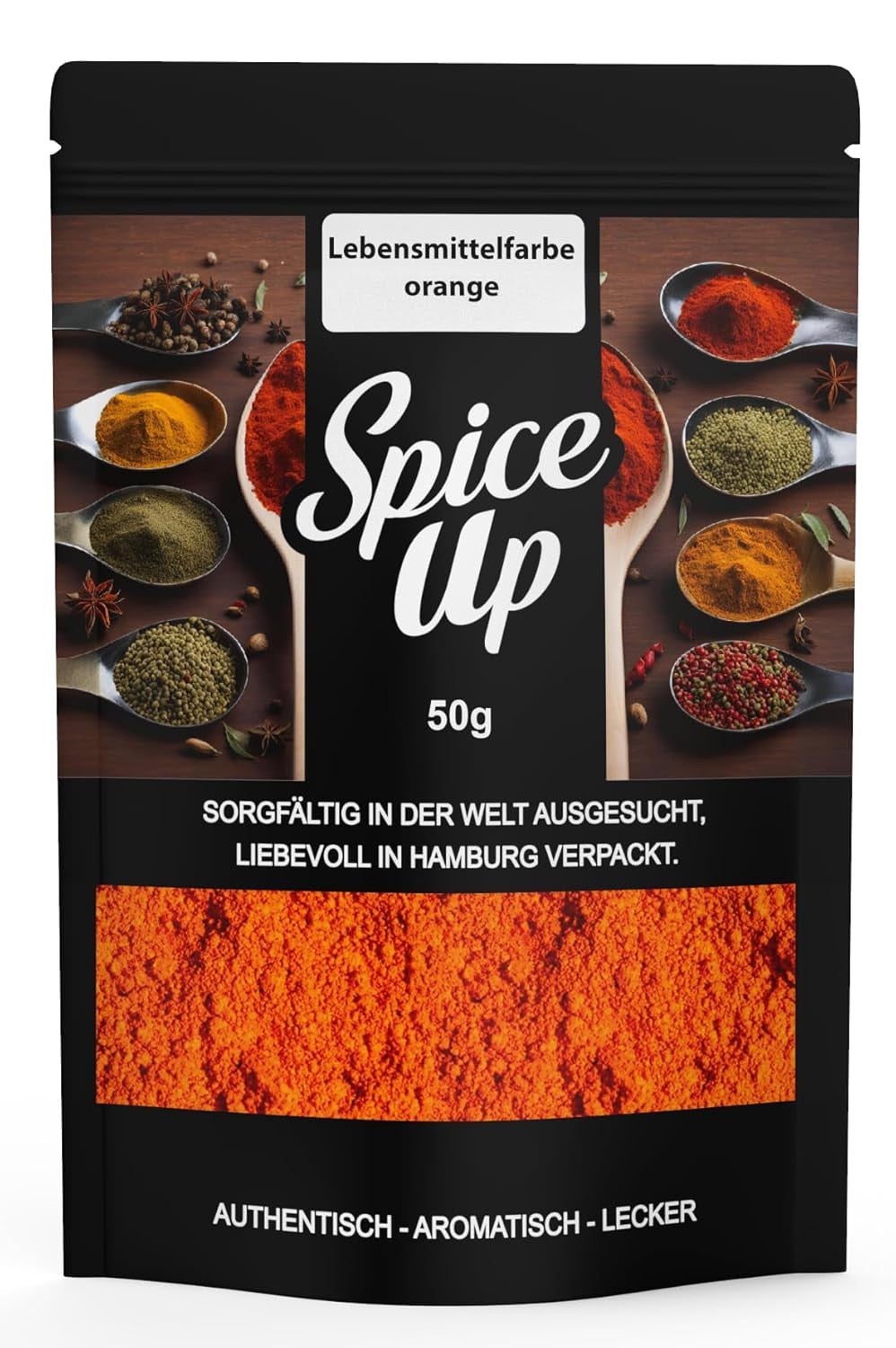 Spice up Lebensmittelfarbe Orange 50G – Lebensmittelfarbe Orange 50G – Leuchtendes Farbpulver für Küchen- und Backideen – Für Desserts, Getränke, Currys und kreative Dekorationen – Vegan und ohne künstliche Zusatzstoffe