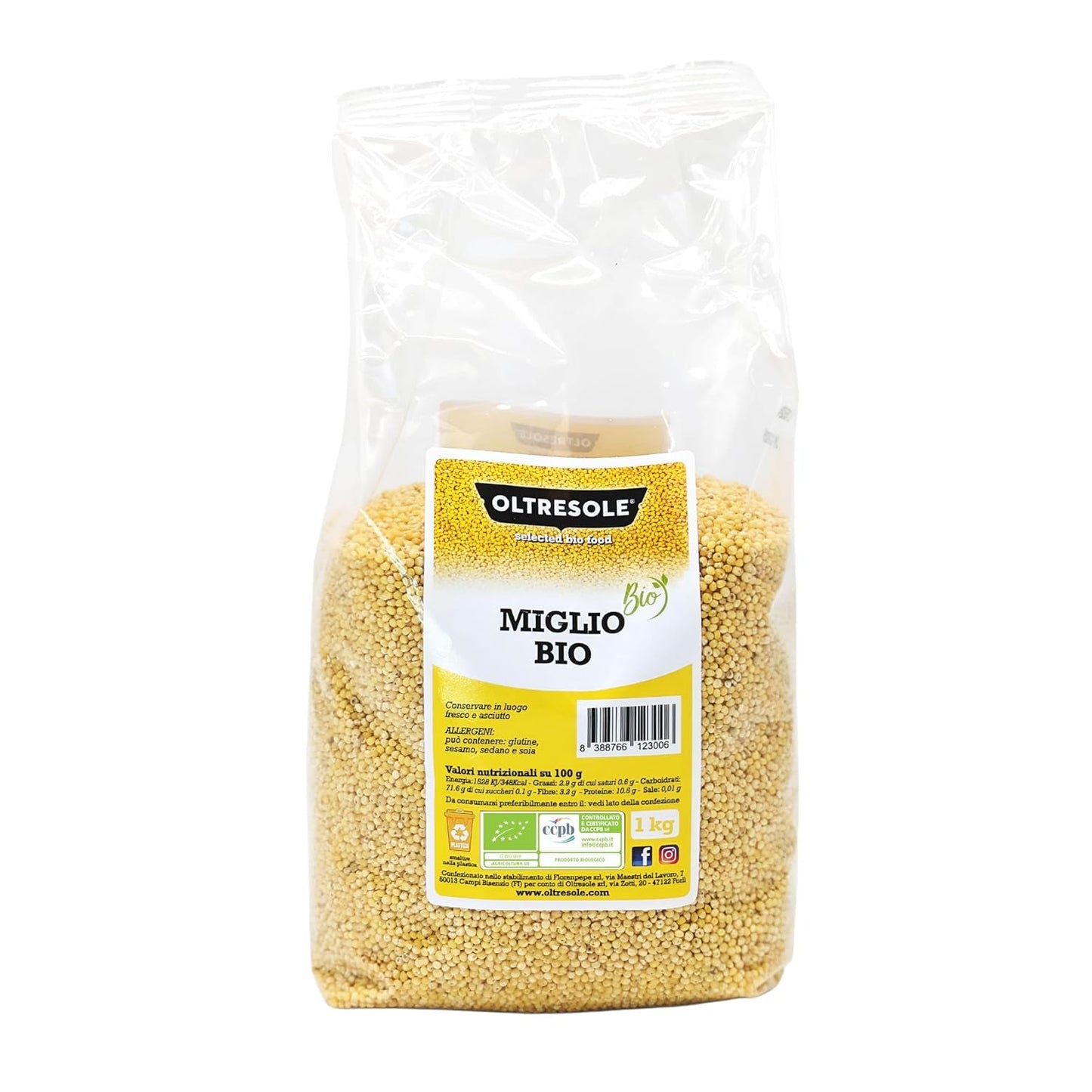 Bio-Hirse 1 kg, ballaststoff- und mineralstoffreiche Bio-Körner, gelbe Hirsekörner zum Verzehr, ideales Paket für die Familie