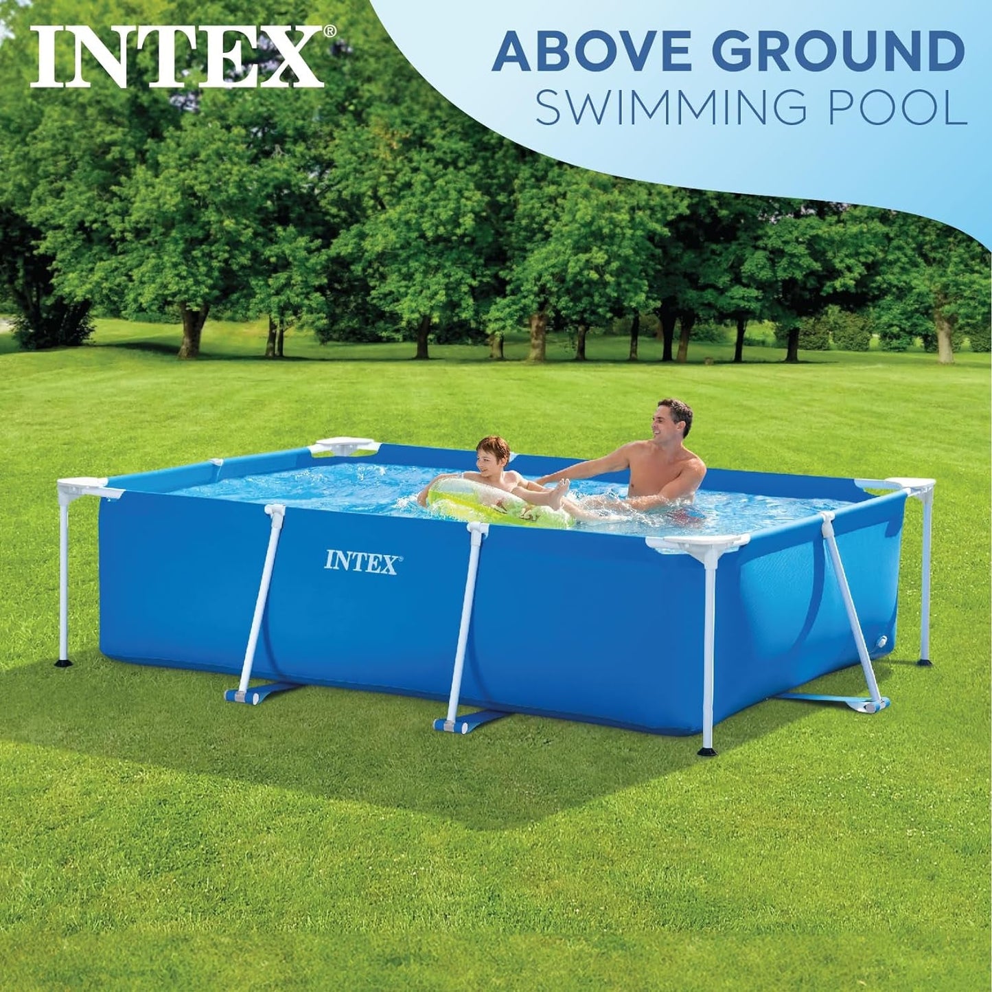Intex 28271NP – Rechteckiger oberirdischer Pool mit Rahmen, 2282 l, Stahl und PVC, blau, 260 x 160 x 65 cm