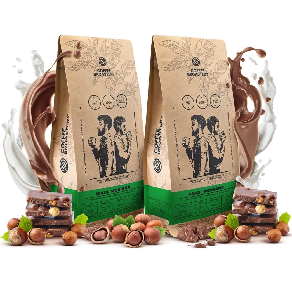 Satz Kaffeebohnen 2x1kg 2000g | Brasilien Mogiana | Brasilianischer Kaffee | Spezialkaffee | Frisch frittiert | Handwerklicher Kaffeeröster