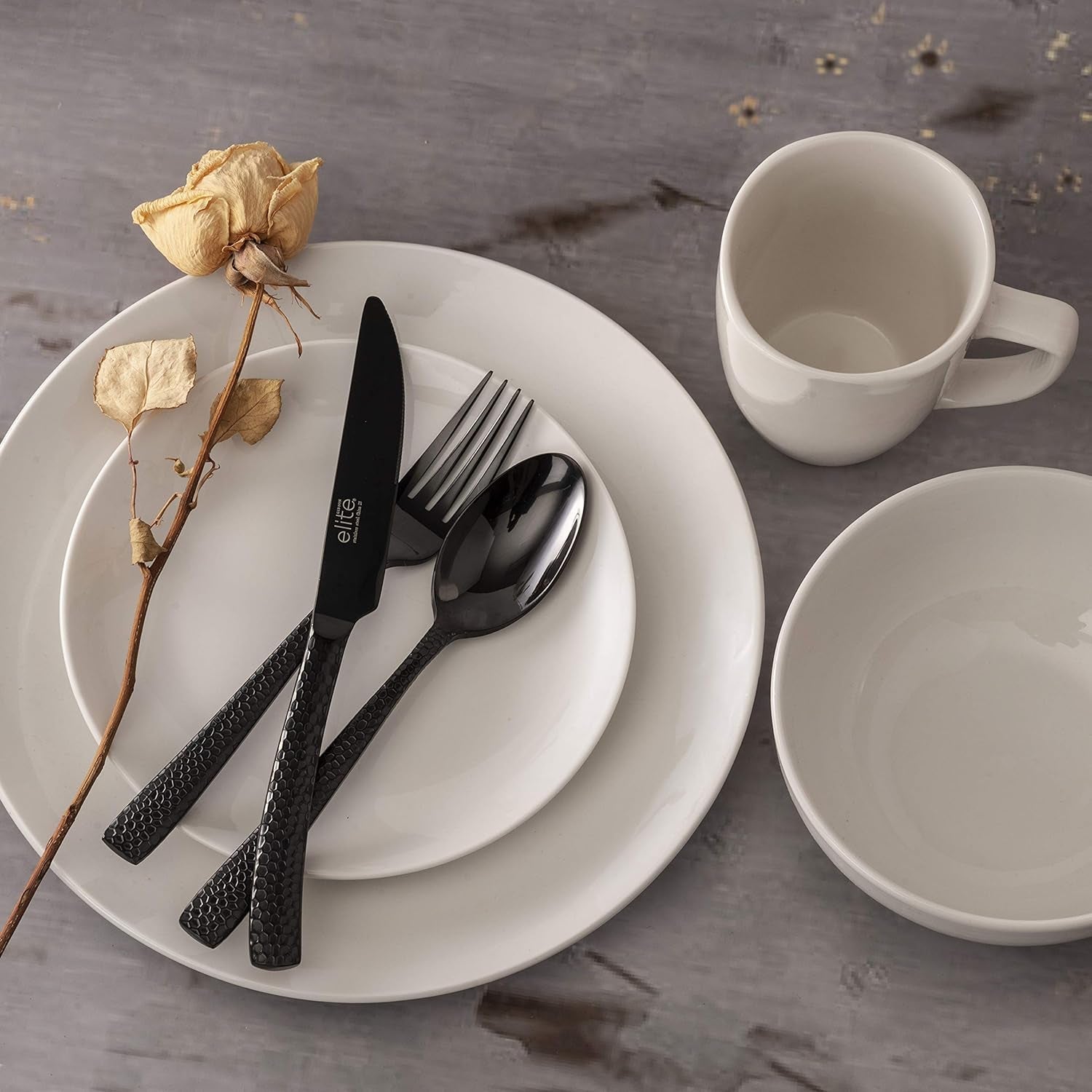 Zen Buffet Porzellan-Geschirrset, Service für 6 (30 Teile), Weiß (Tassen)