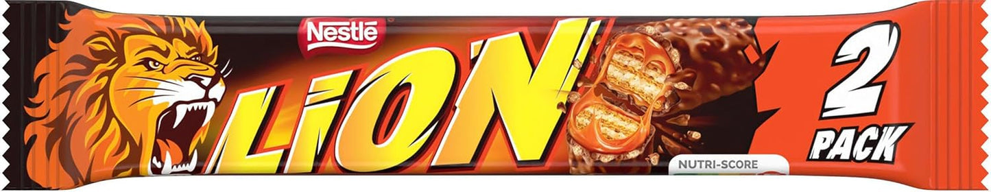 Nestlé LION Schokoriegel mit Karamell, knuspriger Snack, knusprige Schokolade und knusprige Chips, Karamellfüllung, ein besonderes Esserlebnis, Multipack, 28er-Pack (je 2 x 30 g)