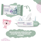 Cleanic Baby Eco Pure Water Feuchttücher – (1 x 50 Stk.) Feuchttücher für Kinder und Kleinkinder – parfümfrei, abspülbar, empfindliche Haut – 50 Stk.