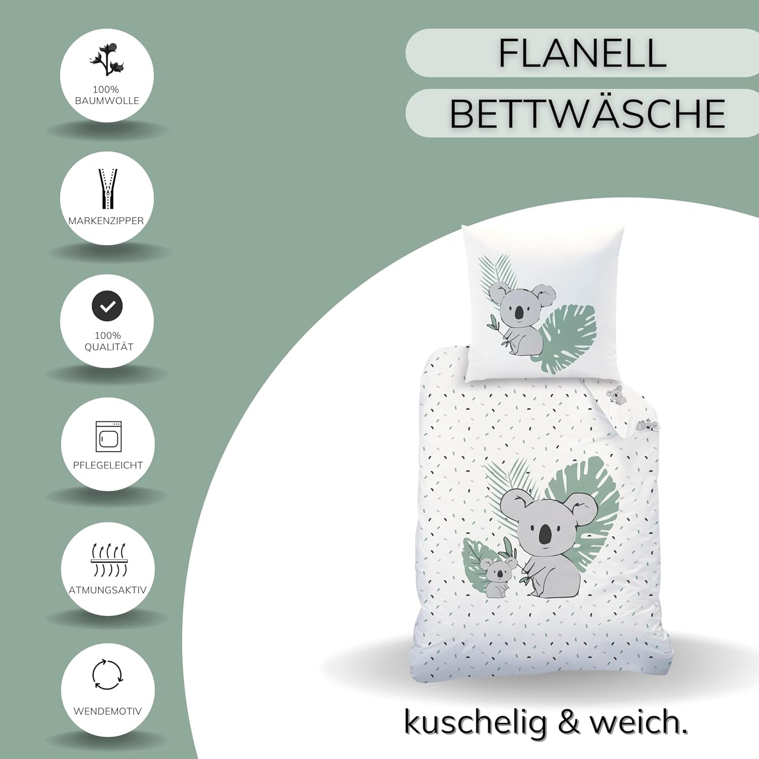 Kinderbettwäsche, Koalabär, Unisex, 100 % Baumwolle. Bettwäsche – Kinder Naty Shop
