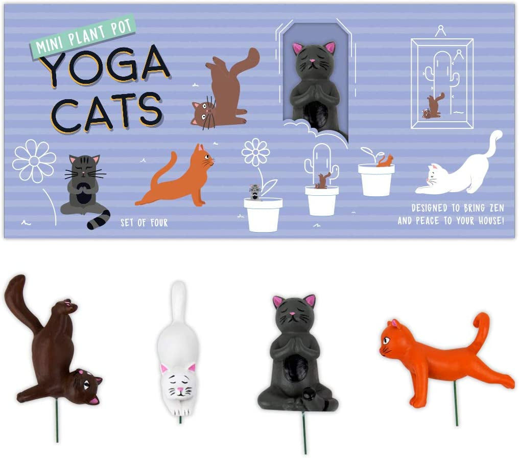 Gift Republic Mini-Blumentopf Yoga Cats, Mehrfarbig, 1